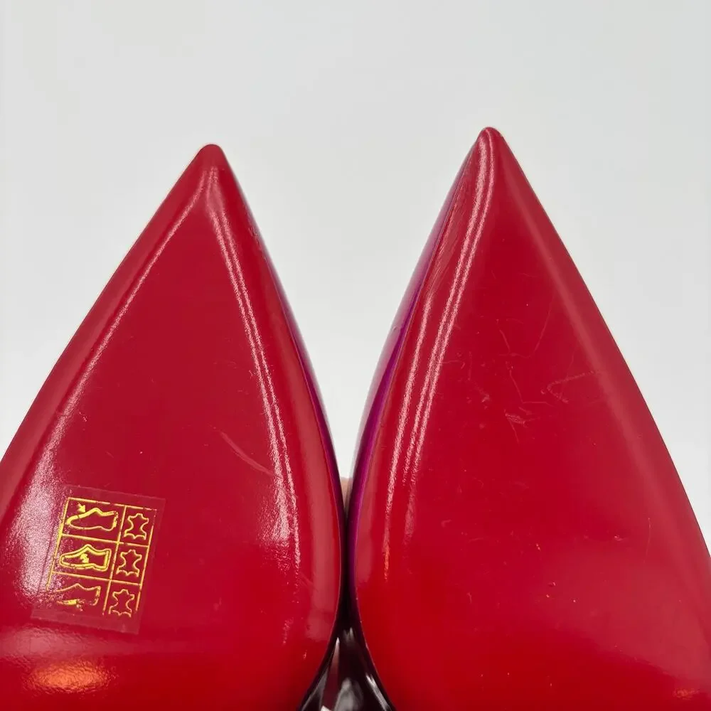Christian Louboutin Kate 100 Pink Mirrored Leather High Heel Pumps Size EU 38